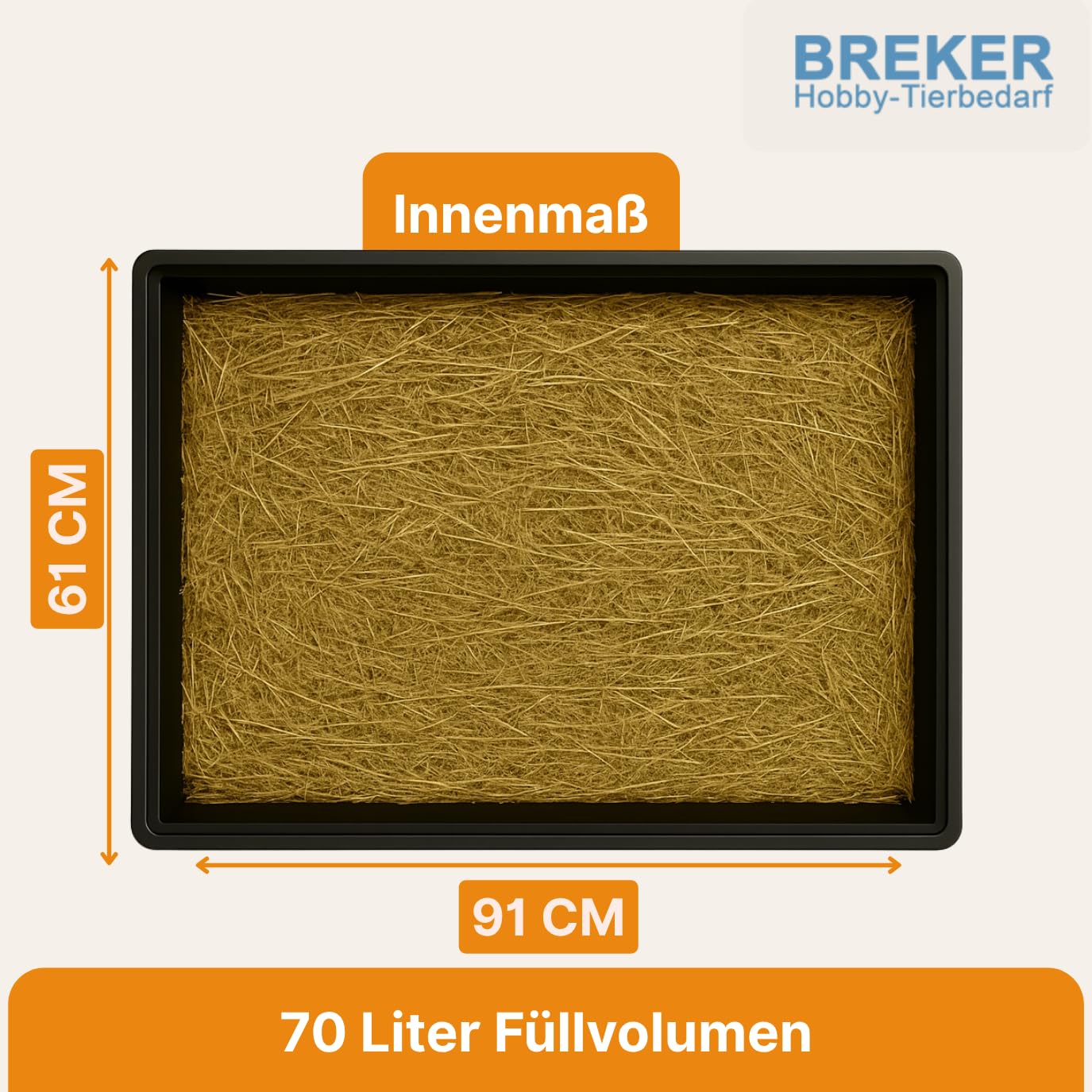Breker Kunststoffwanne 100x70cm [geeignet als Kotwanne] 70 Liter Fassungsvolumen | Allzweckwanne | Plastikwanne | Schwarz