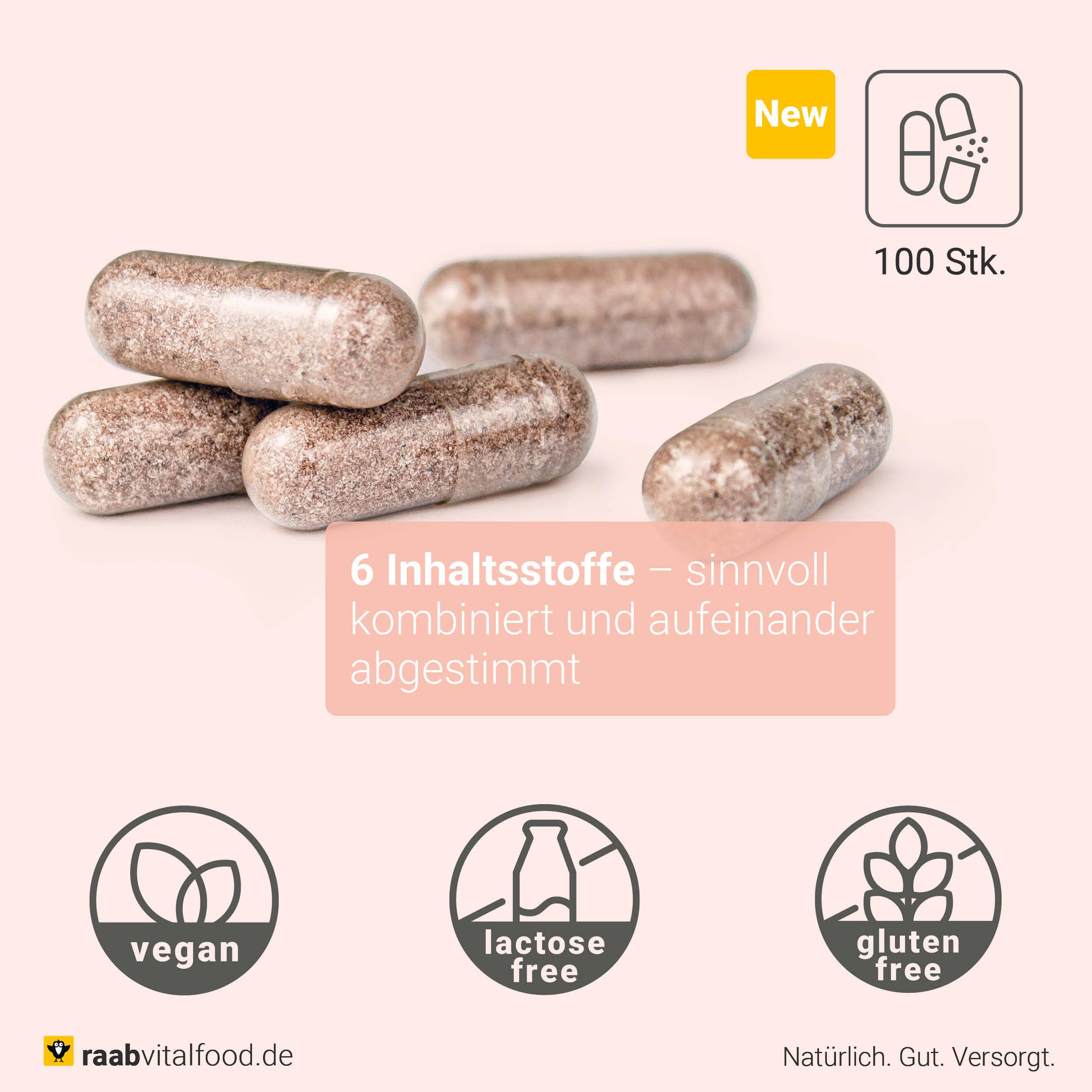Raab Vitalfood® Herz Gefäß Komplex Kapseln (100 Stück) - Kombination aus Kalium, L-Arginin, schwarzer Knoblauch-Pulver, OPC aus Traubenkernextrakt sowie Thiamin und Vitamin C