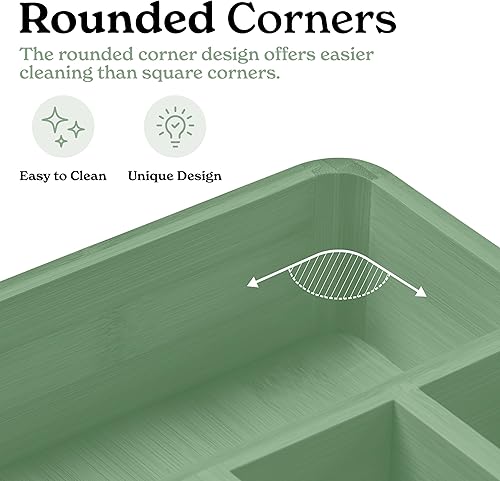 Miniatura 3 de SMIRLY Organizador de cubiertos de bambú para cajón, organizador de cajones de cocina, organizador de utensilios de cocina para cajones de cocina,