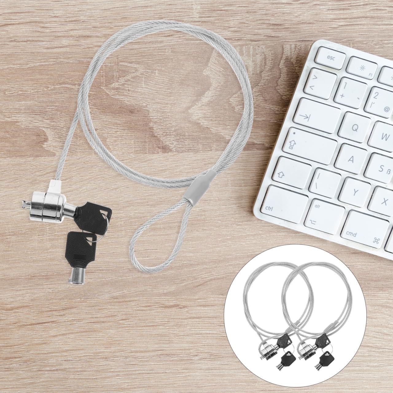 Hemobllo Laptop Cable Lock, Hardware Security Cable Lock with Keys, Anti Theft Combination Lock for Laptop Monitor Surface Projector and Other Electronic Devices