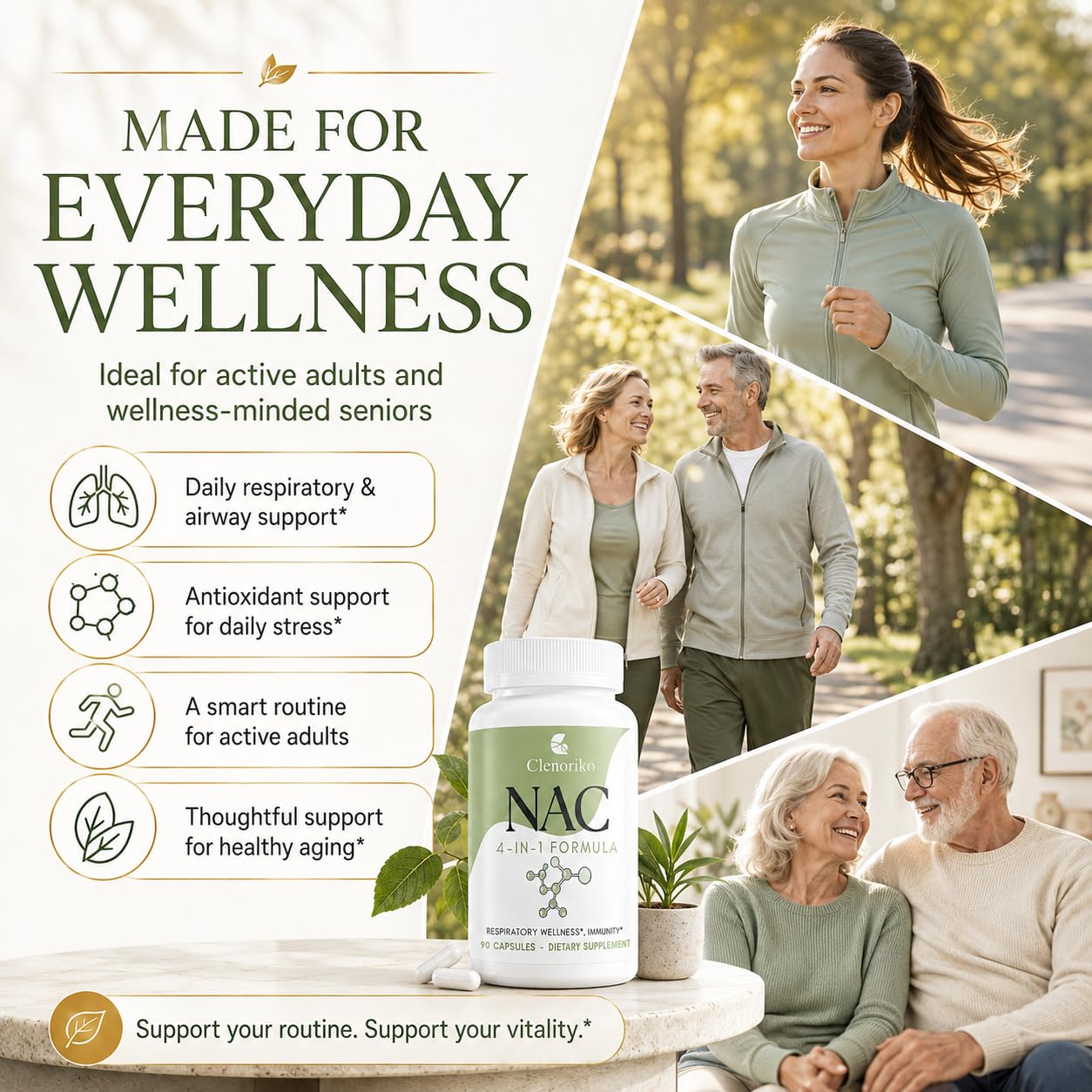 NAC Supplement 1200mg with Bromelain, Glycine & Selenium, 4-in-1 NAC Supplement N-Acetyl Cysteine for Respiratory & Airway Wellness, Glutathione Precursor, Antioxidant & Immunity*, 90 Caps — Amazon image 10