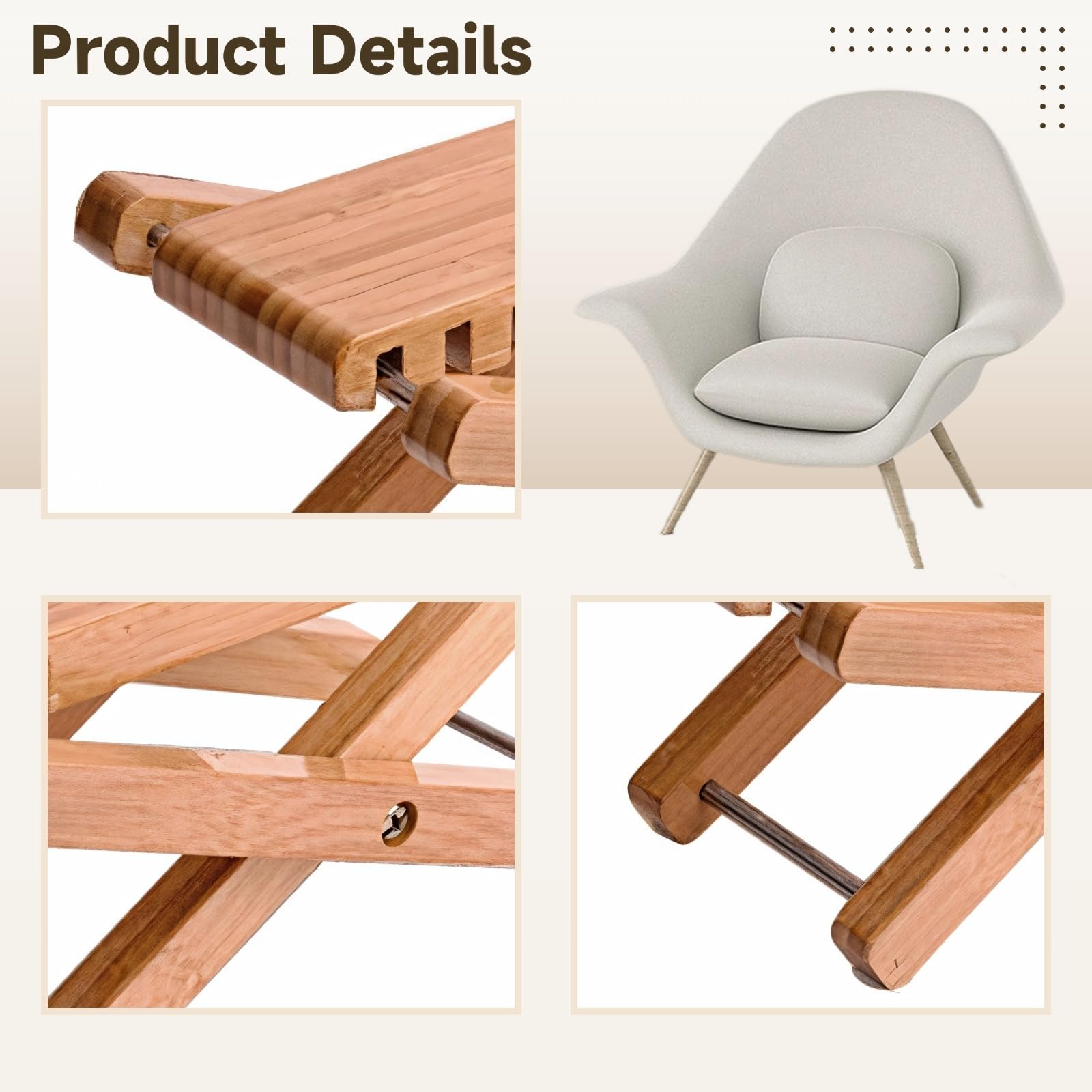 Wooden Guitar Foot Stool, Adjustable & Foldable Footrest for Classical Acoustic Guitar Practice