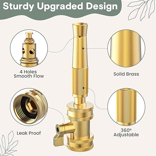 Miniatura 2 de Twinkle Star Boquilla de manguera giratoria ajustable de latón resistente, boquilla de manguera de alta presión con válvula de encendidoapagado,