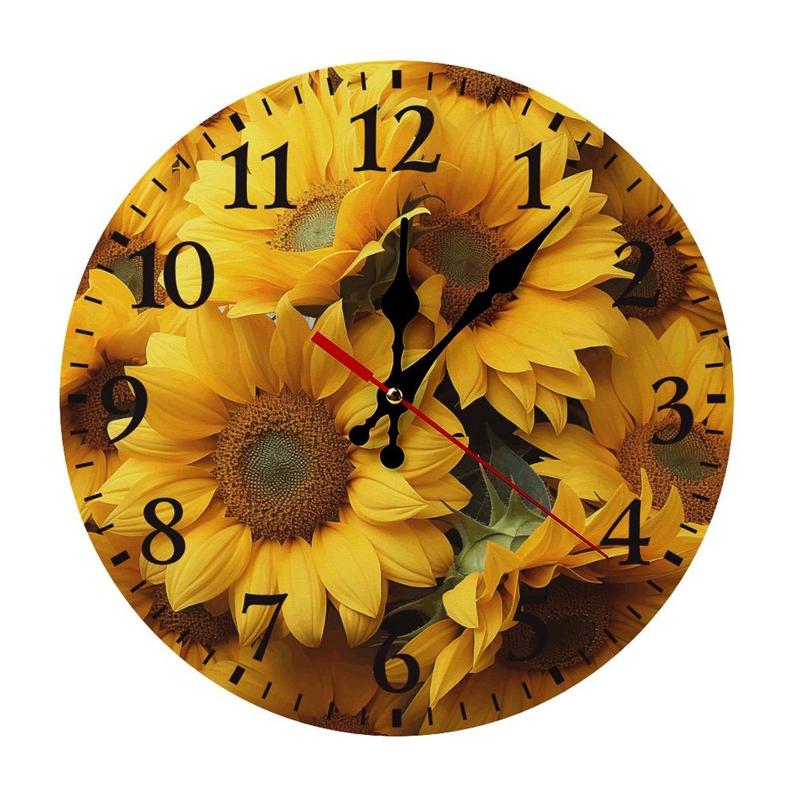 Horloge silencieuse tournesols pour en finir avec le bruit du tic-tac
