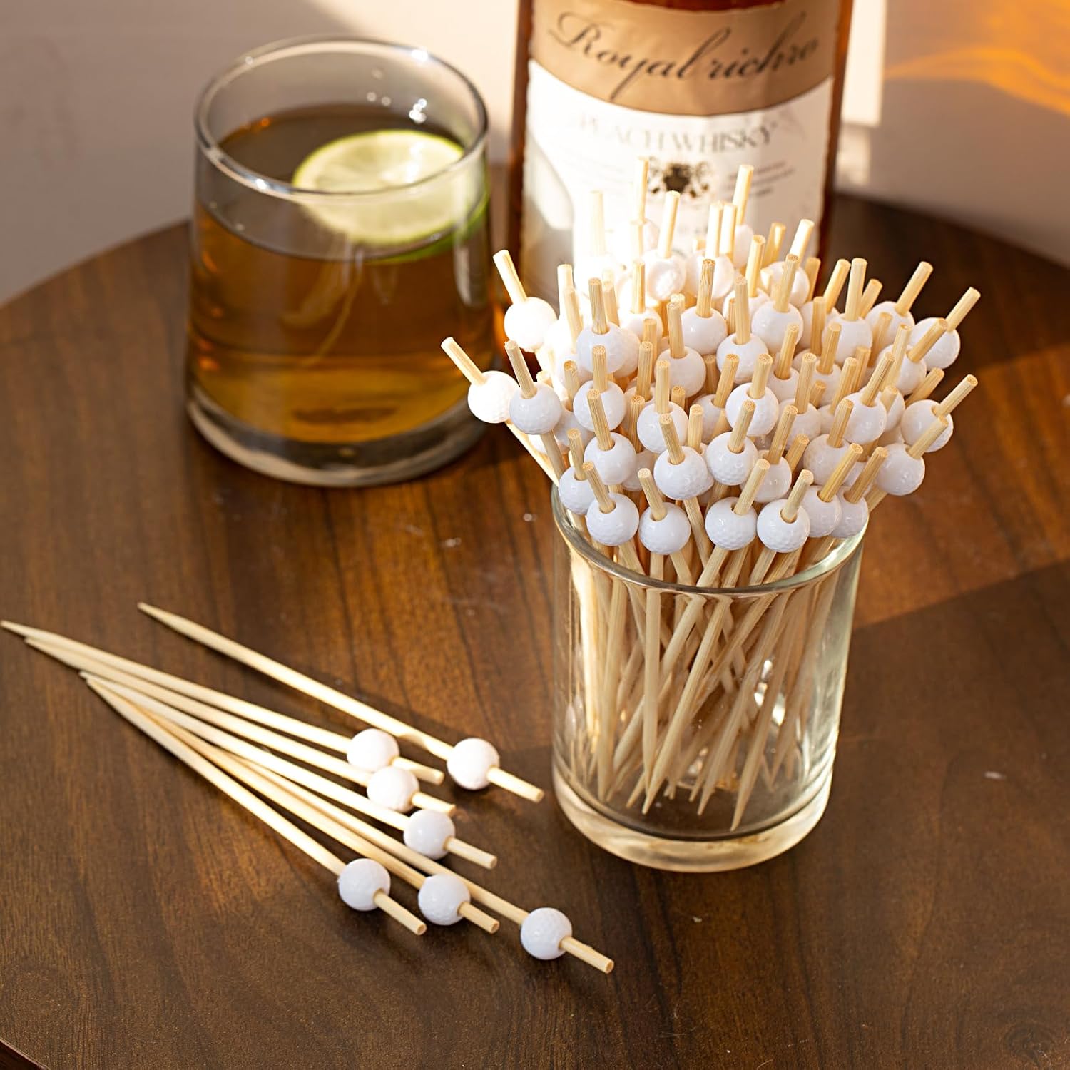 100 Pieces Golf Cocktail Picks 4.72 Inch Golf Skewers Decorative Toothpicks for Appetizers Fruit Sandwich Wooden Mini Food Skewers for Garnish Catered Events Sports Party Supplies