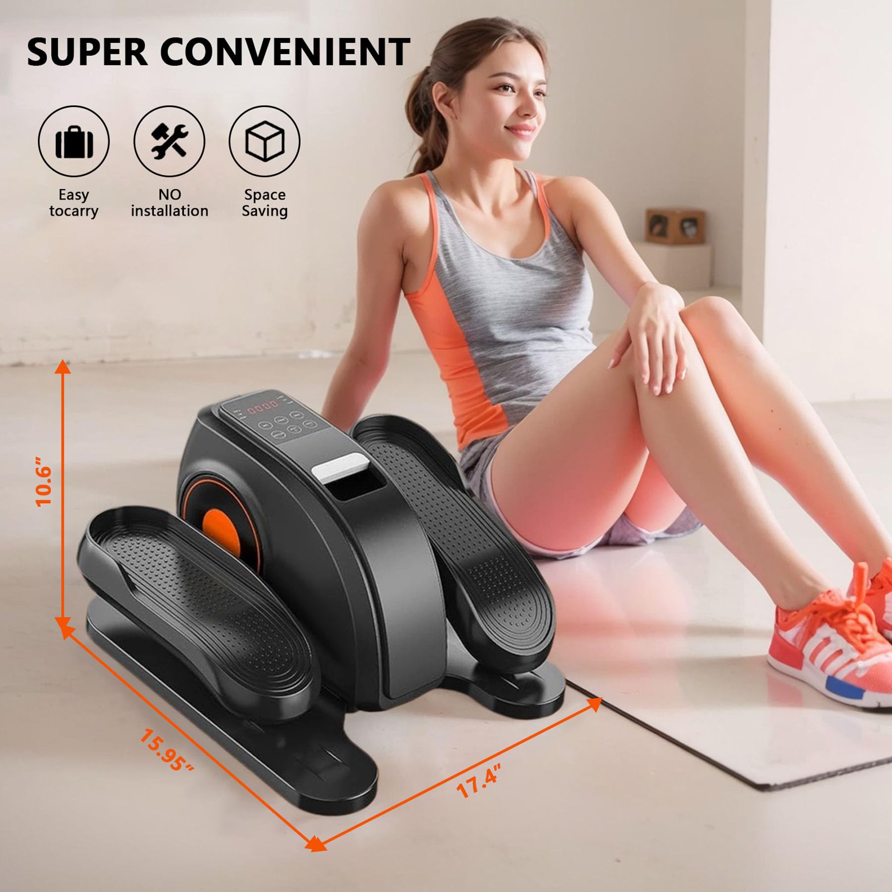 Under Desk Elliptical Machine, Elipse Leg Exerciser Electric as Seen on Tv with 12 Adjustable & Led Monitor, Leg Exerciser While Sitting for Seniors, Quiet & Portable, Fully Assembled