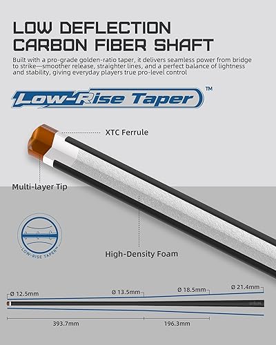 Miniatura 5 de CRICAL Carbon Fiber Pool Cue Stick CXD Series Professional Pool Sticks with Super Low Deflection Pro Taper Shaft Pool Cue Tournament Level Billiard