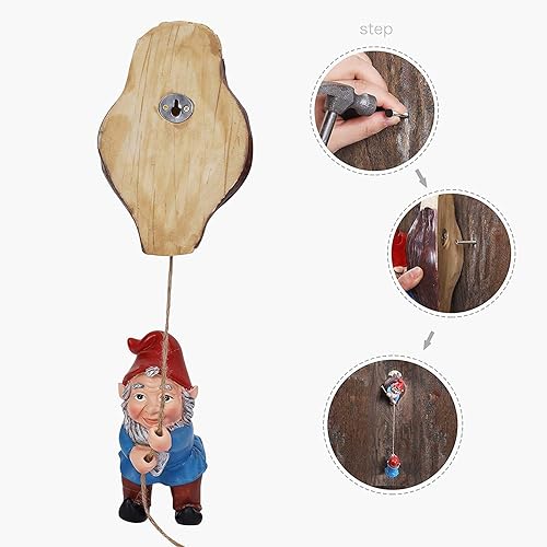 Miniatura 5 de Figuras de gnomo para abrazar árbol de hada, elfo, escalar, árbol, estatua colgante, escultura de jardín, adornos decorativos para exteriores