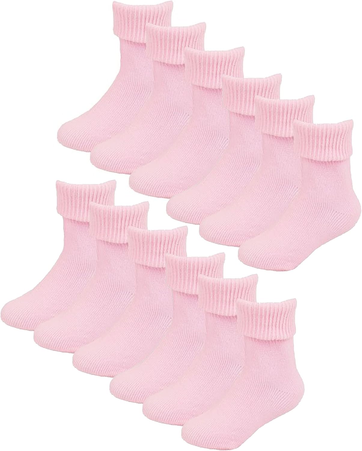 Sock Snob 6 Pair Baby Cotton Plain Funny Turn Over Top Socks for Boy and Girl