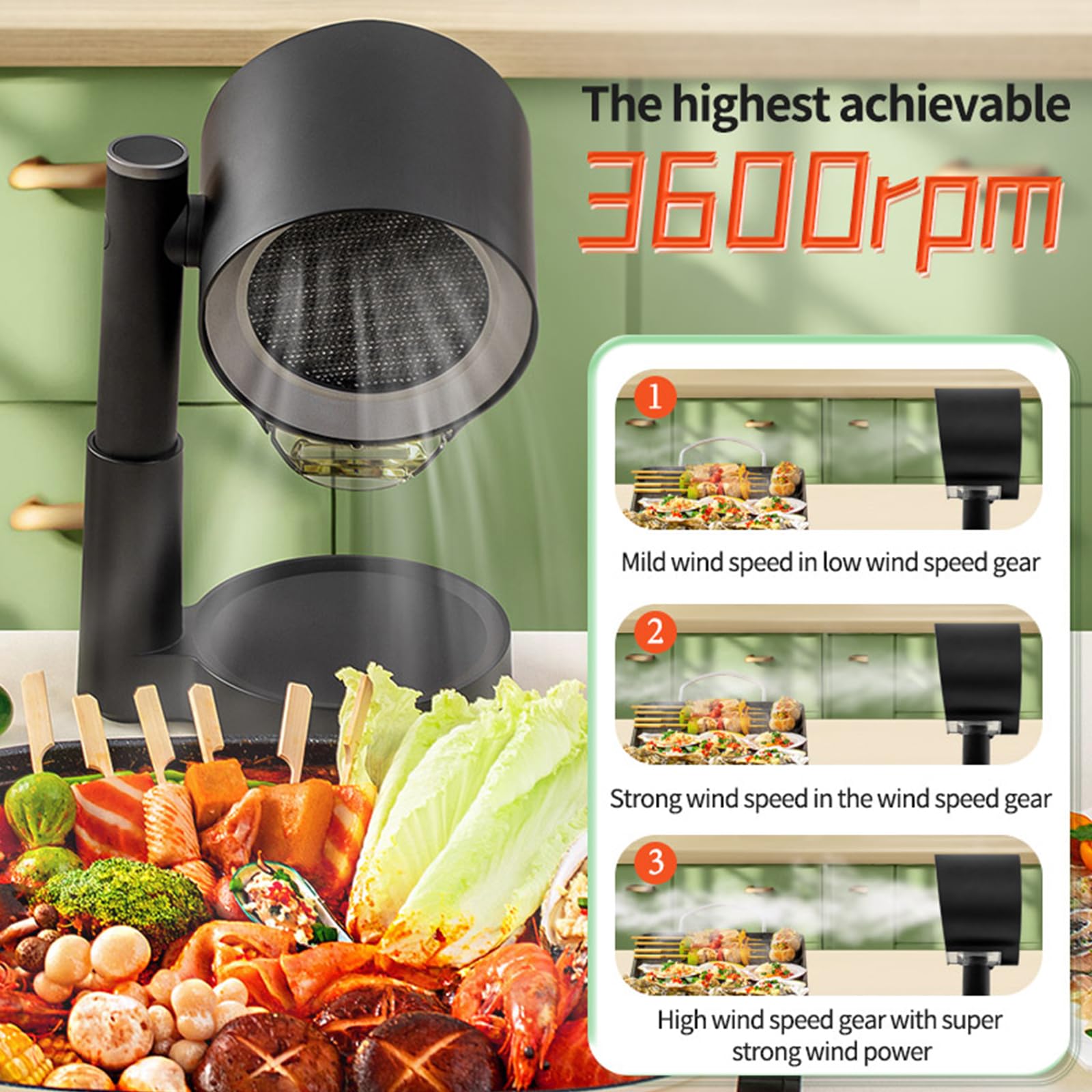 Cappa Aspirante Portatile per Cucina，Cappa Estraibile con Inclinazione, 3 Velocità, Filtro Alluminio - Senza Installazione per Casa, BBQ, Campeggio, Design Compatto e Silenzioso