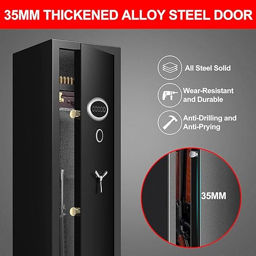 Miniatura 6 de Nuevo 2023 11-12 cajas fuertes biométricas ignífugas para rifle y pistolas del hogar cajas fuertes largas antirrobo resistentes para rifles y
