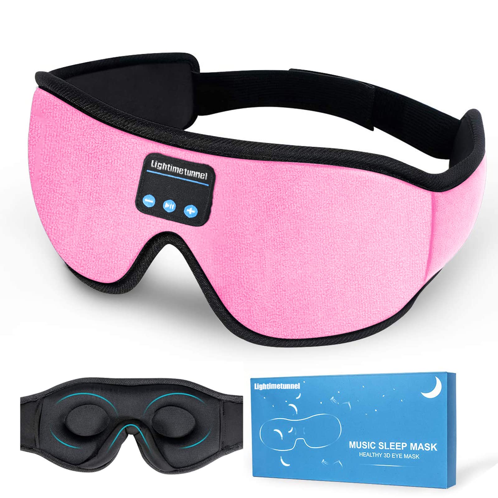 Photo 1 of LIGHTIMETUNNEL Sleep Headphones, 3D Sleep Mask, Washable Sleeping Headphones with Ultra Thin Stereo Speakers Microphone Hands Free for Insomnia Travel Pink Pink Universal
