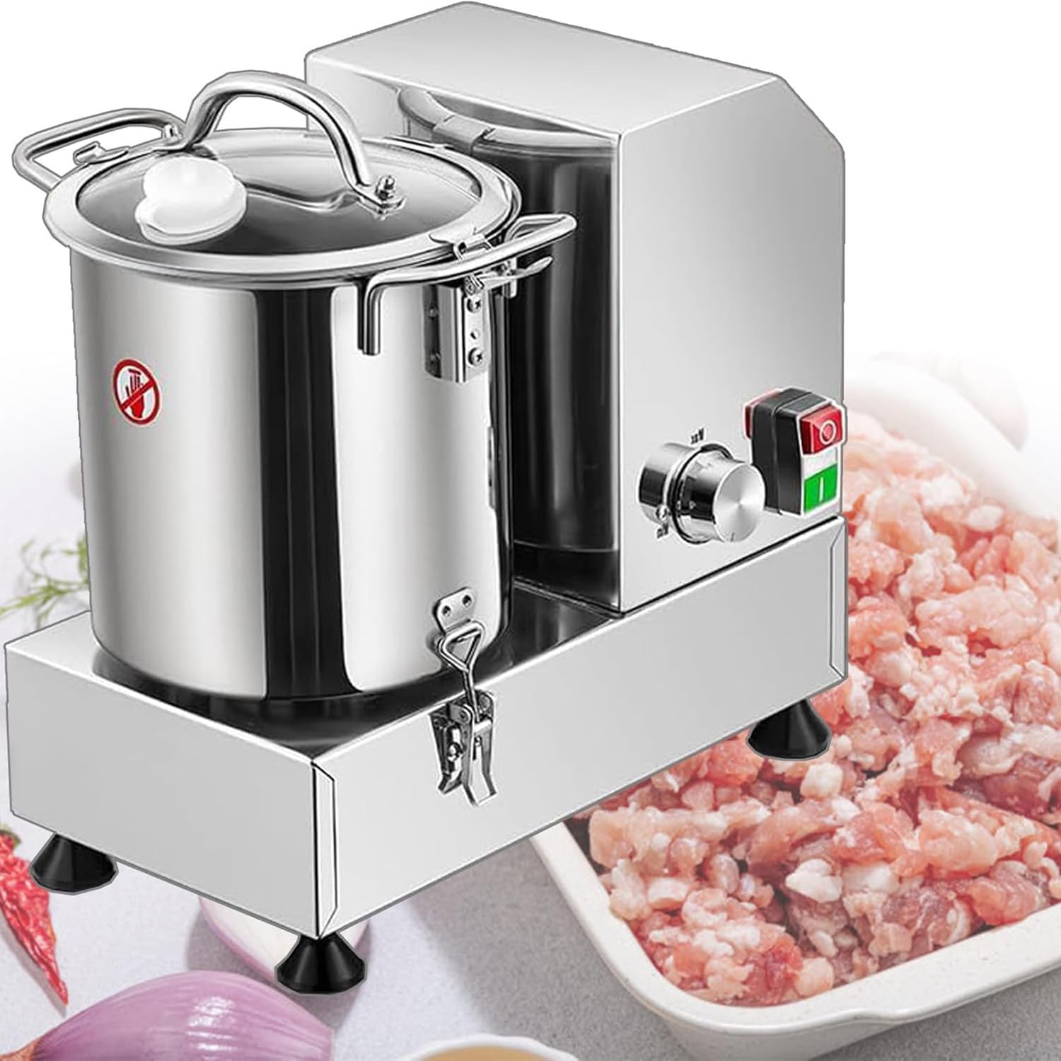 ZHJOPP Electric Vegetable Blender Cutter, Stainless Steel Food Processor, 1200W Chopper for Onions, Cabbage, Meat (6l)