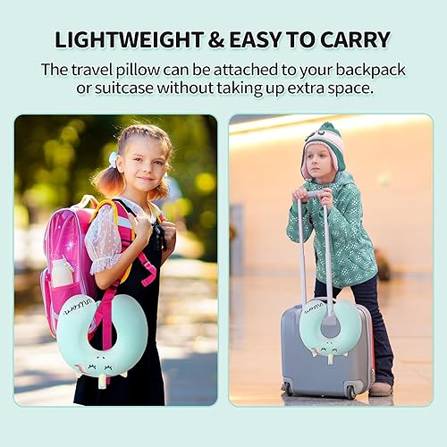 Miniatura 6 de Almohada de viaje para el cuello para niños, almohada de espuma viscoelástica de avión de unicornio con bonita máscara de sueño y tapones para los
