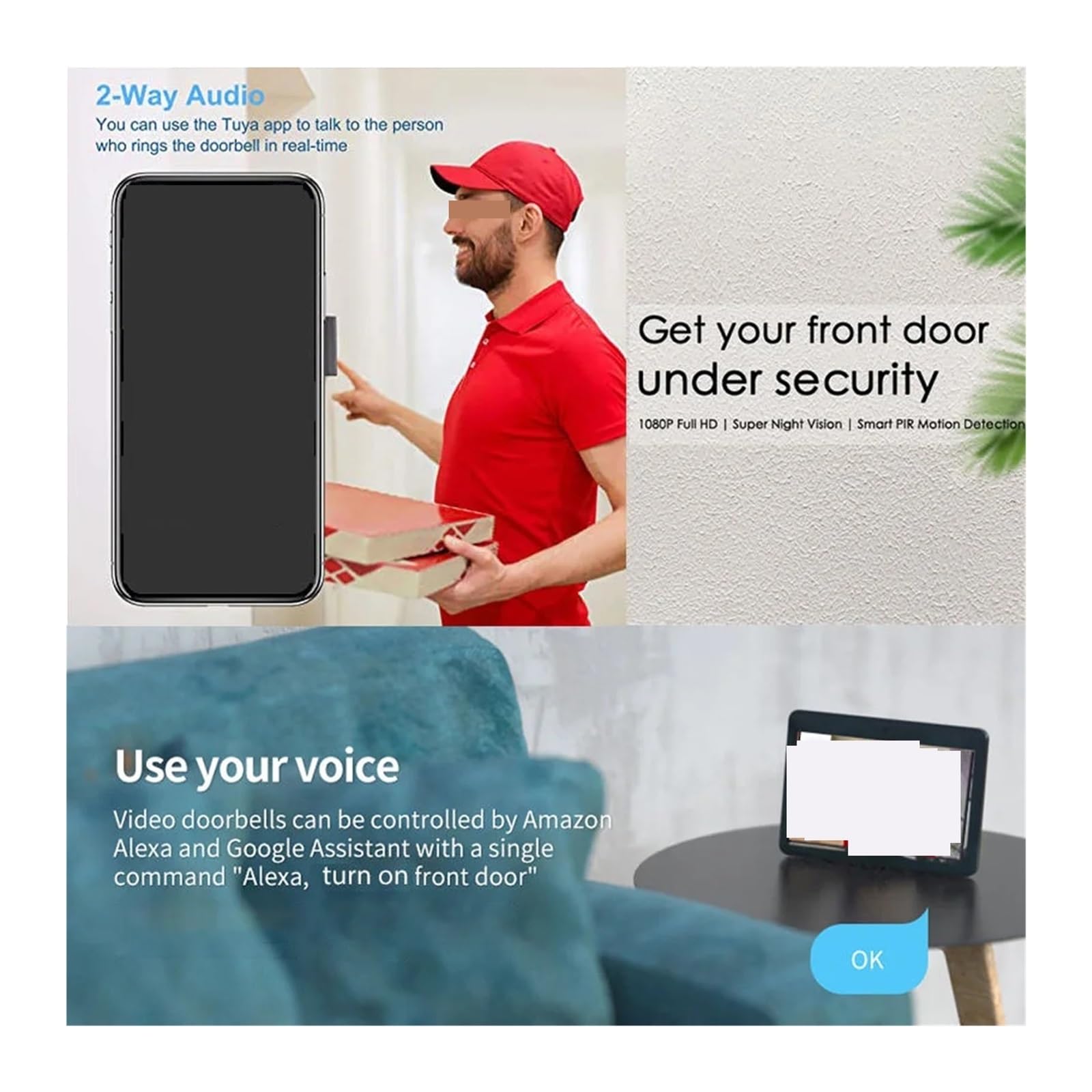 Timbre con video, Timbre con vídeo inteligente bidireccional y grabación HD