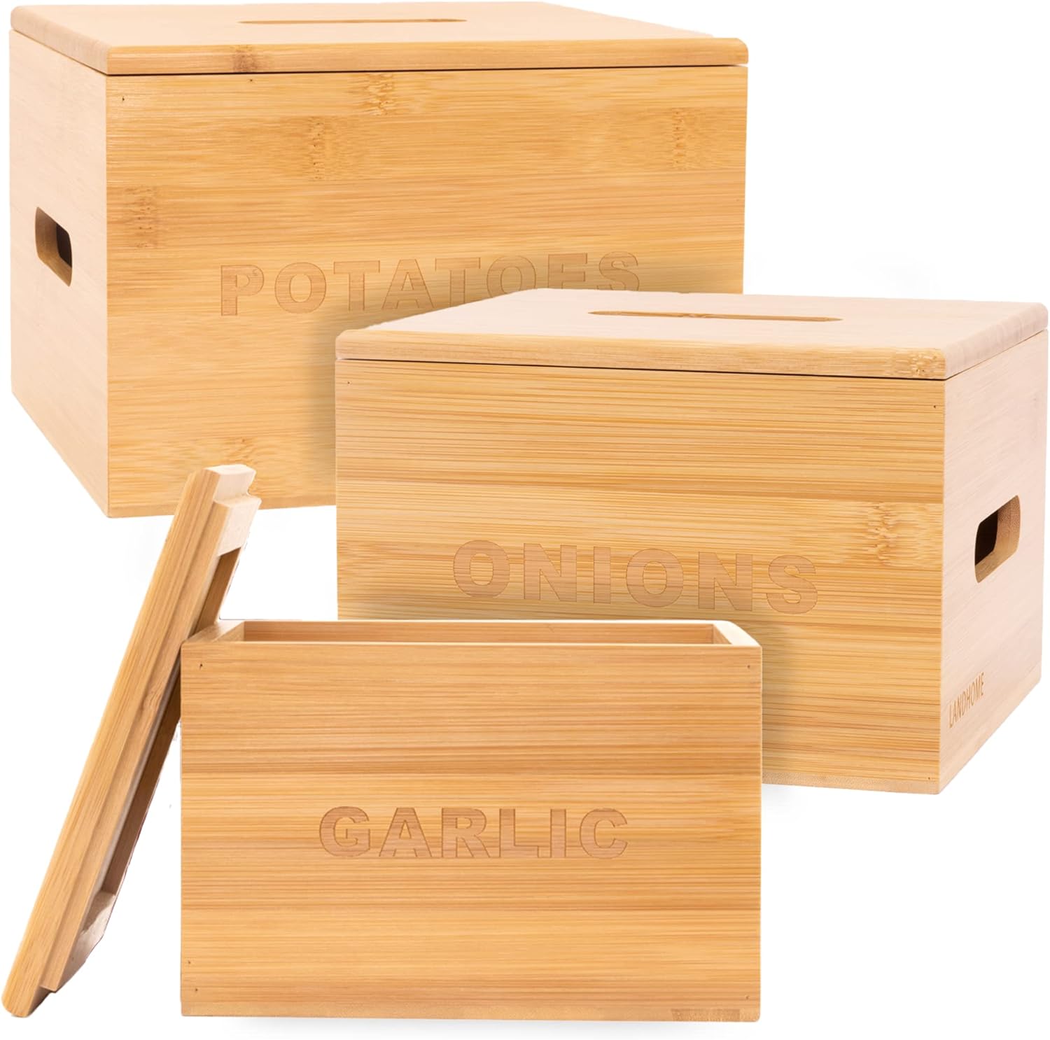 Buy LandHome Onion and Potato Storage Bamboo Vegetable Bins (3 Pcs
