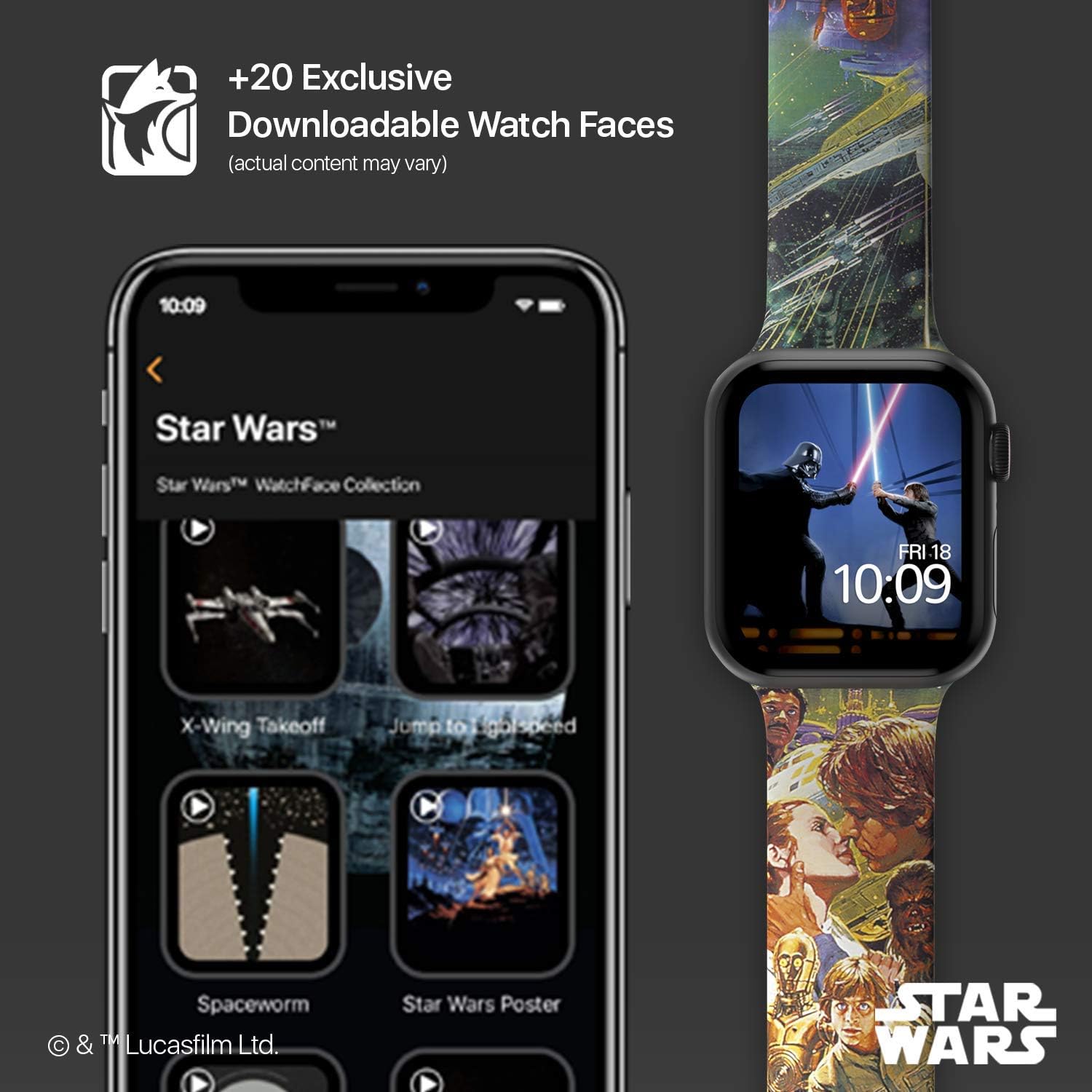 Black Friday Sale 2022 Star Wars – The Empire Strikes Back Smartwatch Band – Officially Licensed, Compatible with Every Size & Series of Apple Watch (watch not included) – Fits 42/44/45 mm