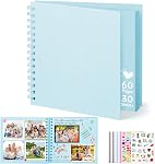 DazSpirit Album de photos de scrapbook, 8-inch Livre photo personnalisé, DIY Album mémoire avec 5 Stickers Album, Scrapbook carré pour mariage, Bébés et anniversaires, Rose, 30 Feuilles