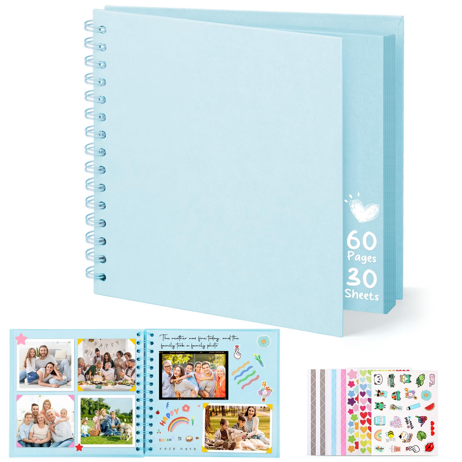 DazSpirit Quadrat Fotoalbum, Fotobuch, Aufkleber, DIY Photo Album für Familien, Paare, Babys, Reisen