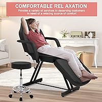 Vista 2 de Silla de tatuaje de masaje esteticista para cliente, 73 pulgadas, multiusos, 3 secciones, plegable, ajustable, para salón de spa, cama facial, mesa