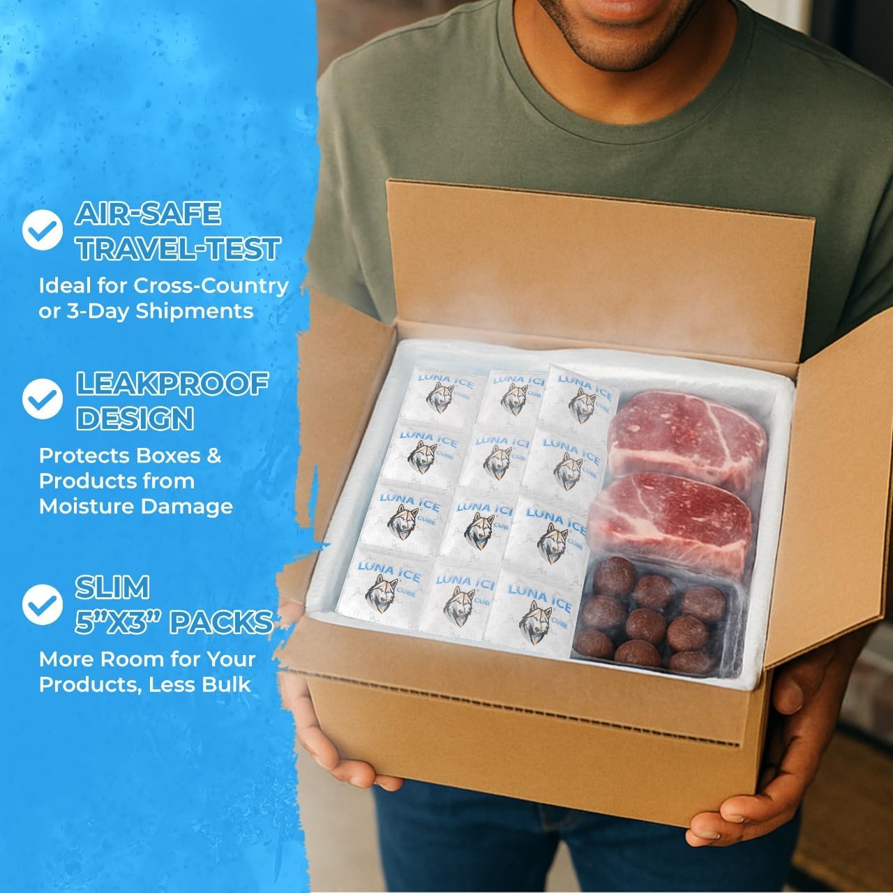 Dry Ice Packs for Shipping Cubes - Long Lasting ice Packs - 24+ Hour Freeze Power - BPA Free - 1200 Pack Bulk 75 lb – Hielo Seco - Reusable Gel Bricks for Food