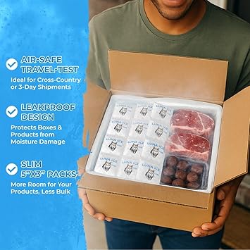 Dry Ice Packs for Shipping CUBES - Long Lasting ice Packs - 24+ Hour Freeze Power - BPA Free - 24 Pack Bulk 1.5 lb Hielo Seco - Reusable Gel Bricks for Food