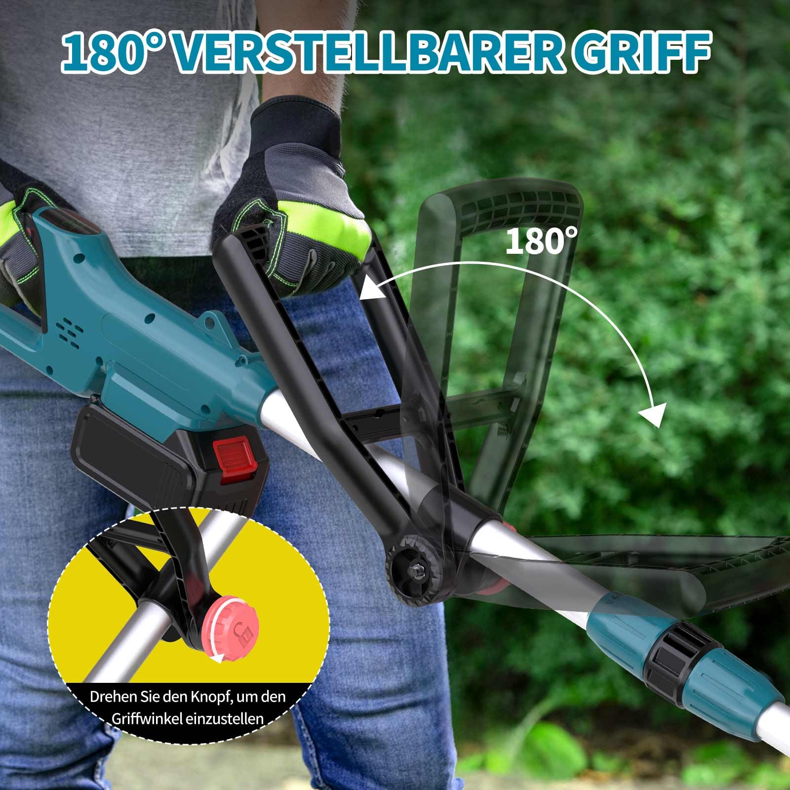 Cortabordes con batería para Makita batería, desbrozadora y desbrozadora, | Desbrozadora con cepillo para malas hierbas, (sin batería ni cargador) (azul)