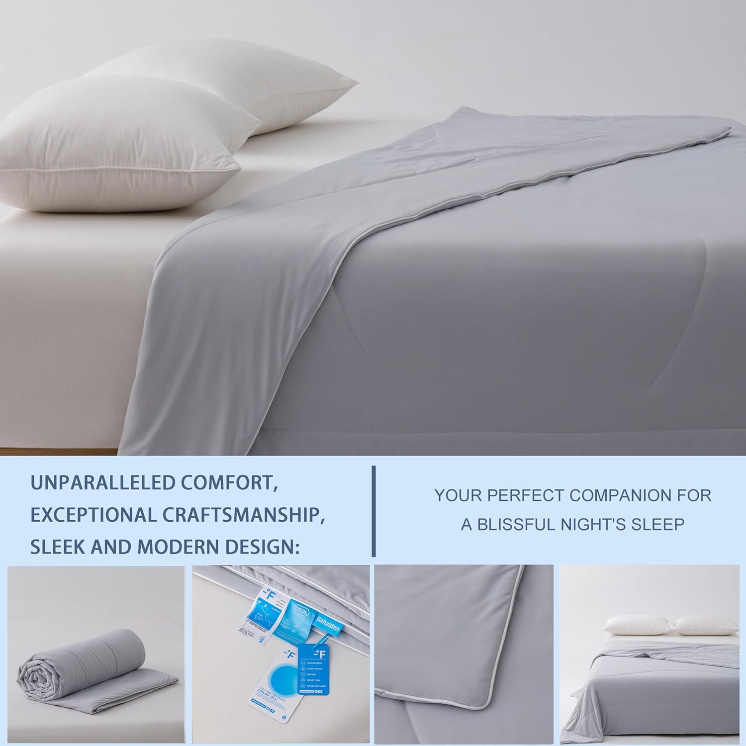 Cooling Comforter for Hot Sleepers, All Season Breathable Lightweight Comforter, Double Sided Cooling Blanket Cozy and Cool for Optimal Sleep - Light Grey, King 104"x90"