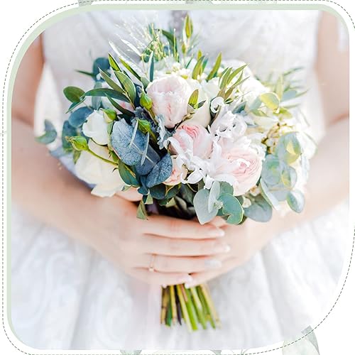 Miniatura 4 de Giegxin 600 piezas de 3 tipos de hojas de eucalipto mixtas, tallos a granel, hojas de dólar de plata artificiales, paquete de eucalipto seco,