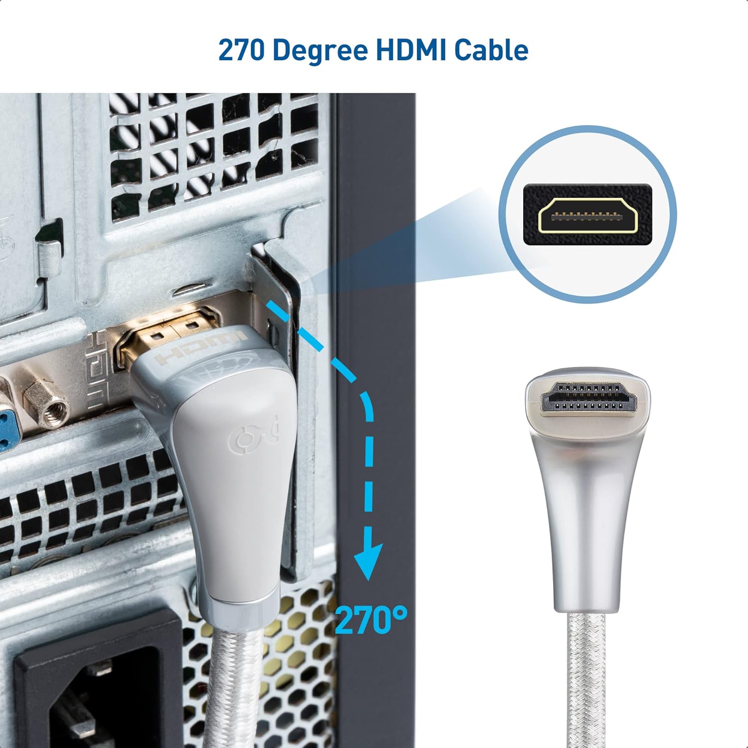 Cable Matters 48Gbps Ultra HD 8K Right Angle HDMI Cable 2m (270 Degree HDMI Cable)