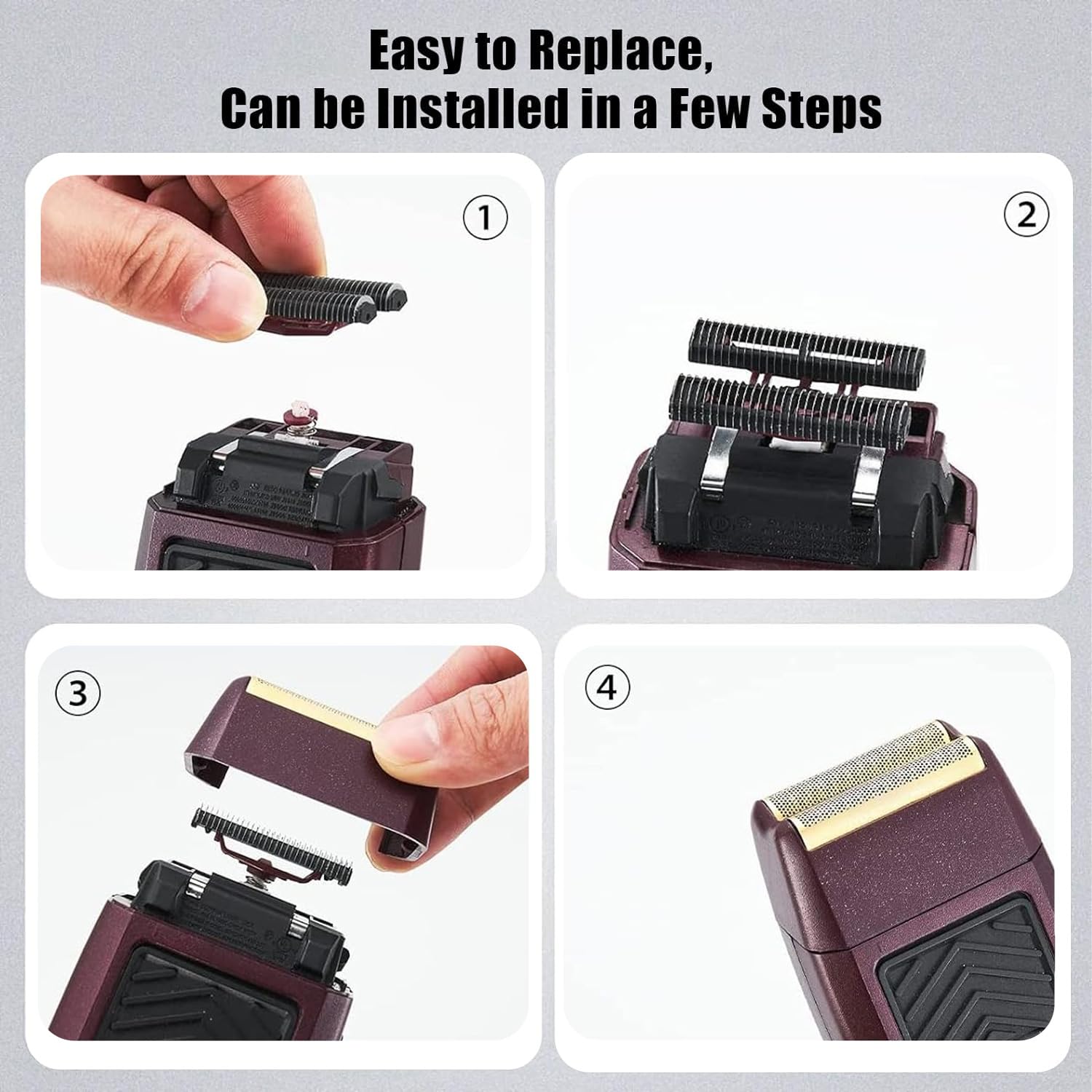 4-Pack Replacement Foil & Cutter Bar Kit Compatible with Wahl 7031-100/7043-100