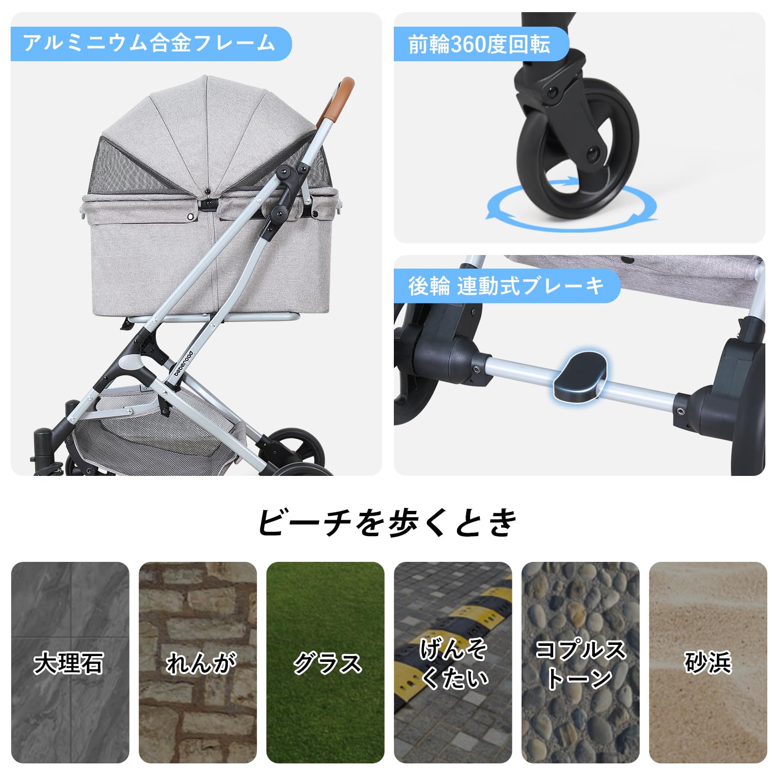 Amazon.co.jp: BEBEROAD PETS R4 R5 ペットカート 犬用ベビーカー 分離