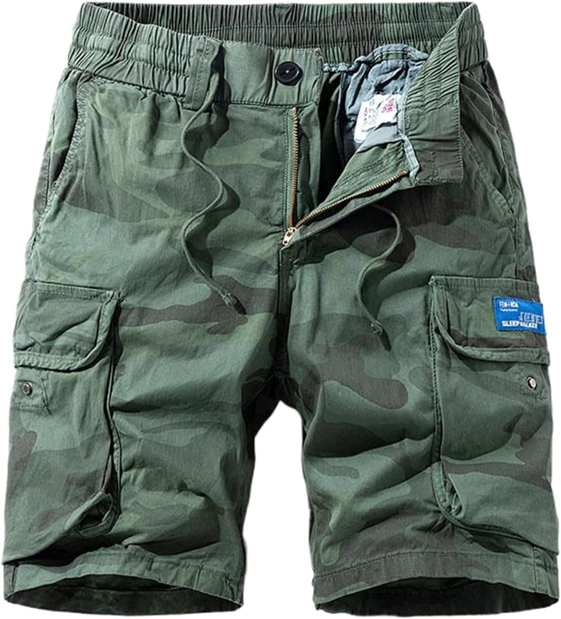 Men Summer Camo Shorts Men Elastic Waist Loose Straight Shorts Male