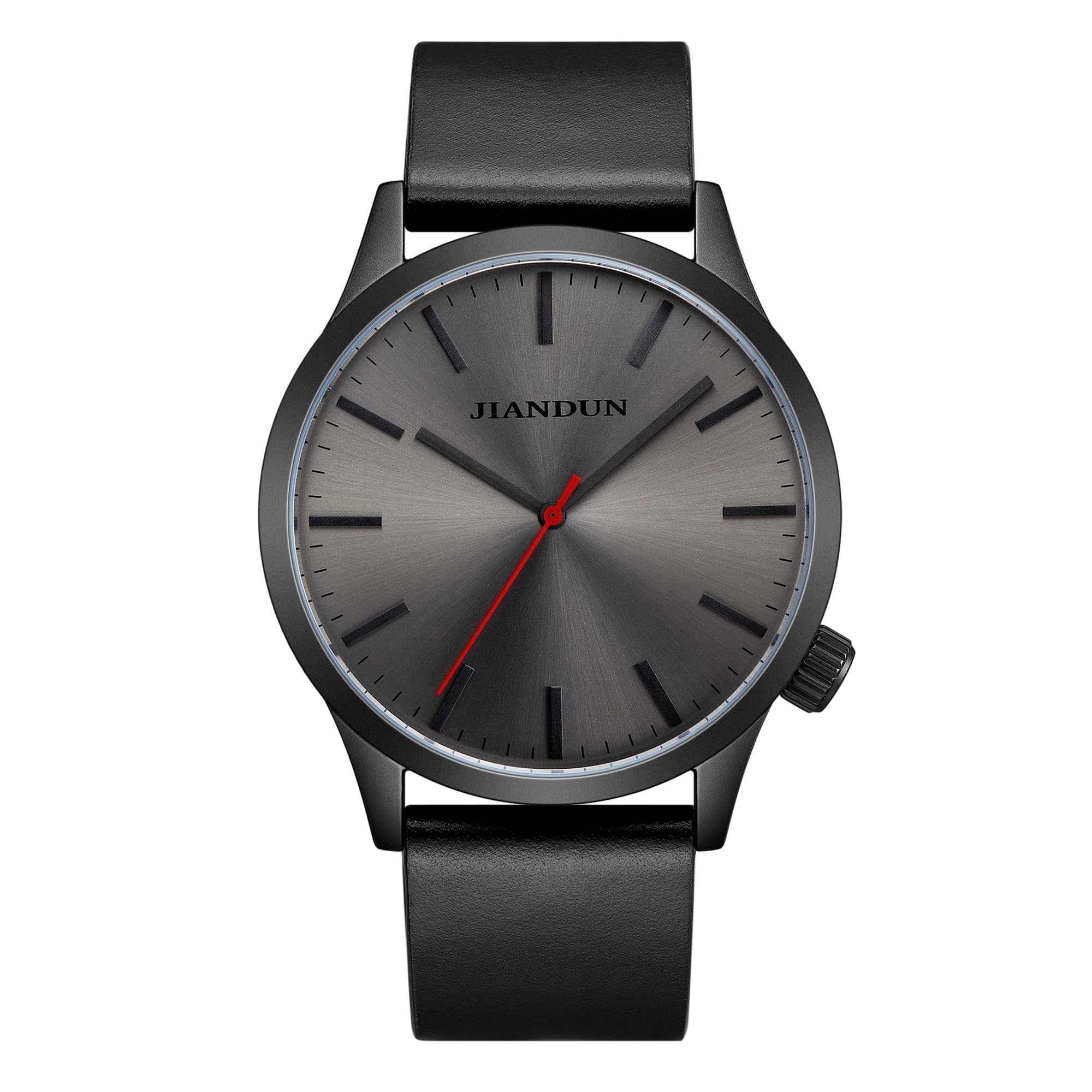JIANDUN Mens Black Watches Minimalist Waterproof-Fashion Wrist Watch for Men Unisex Dress with Leather Band, Black-Black Red, Minimalist (B09QHSTVML) Amazon Price History, Amazon Price Tracker