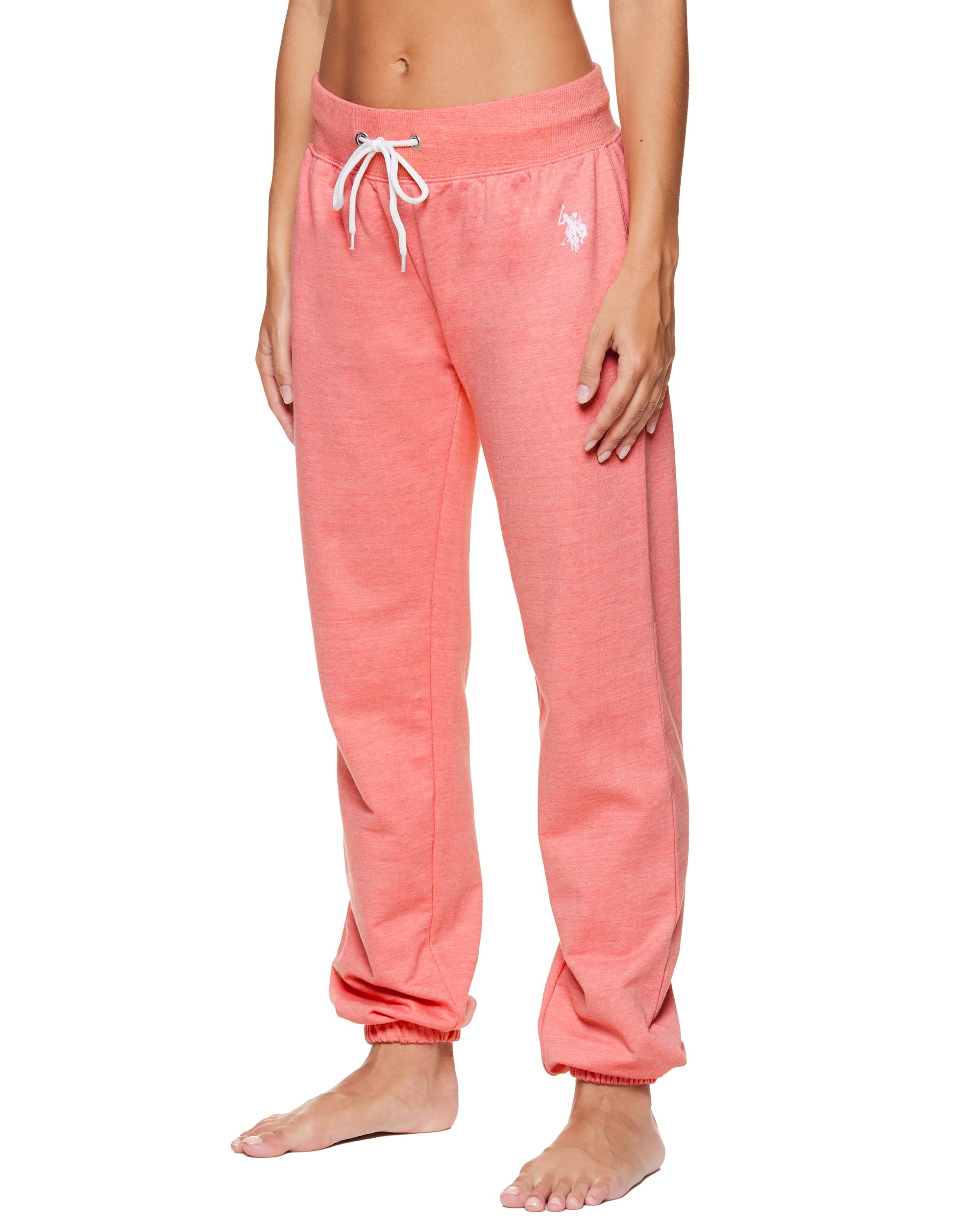 U.S. Polo Assn. Womens Casual Jogger Drawstring Sweatpants (Coral Heather, X-Large)