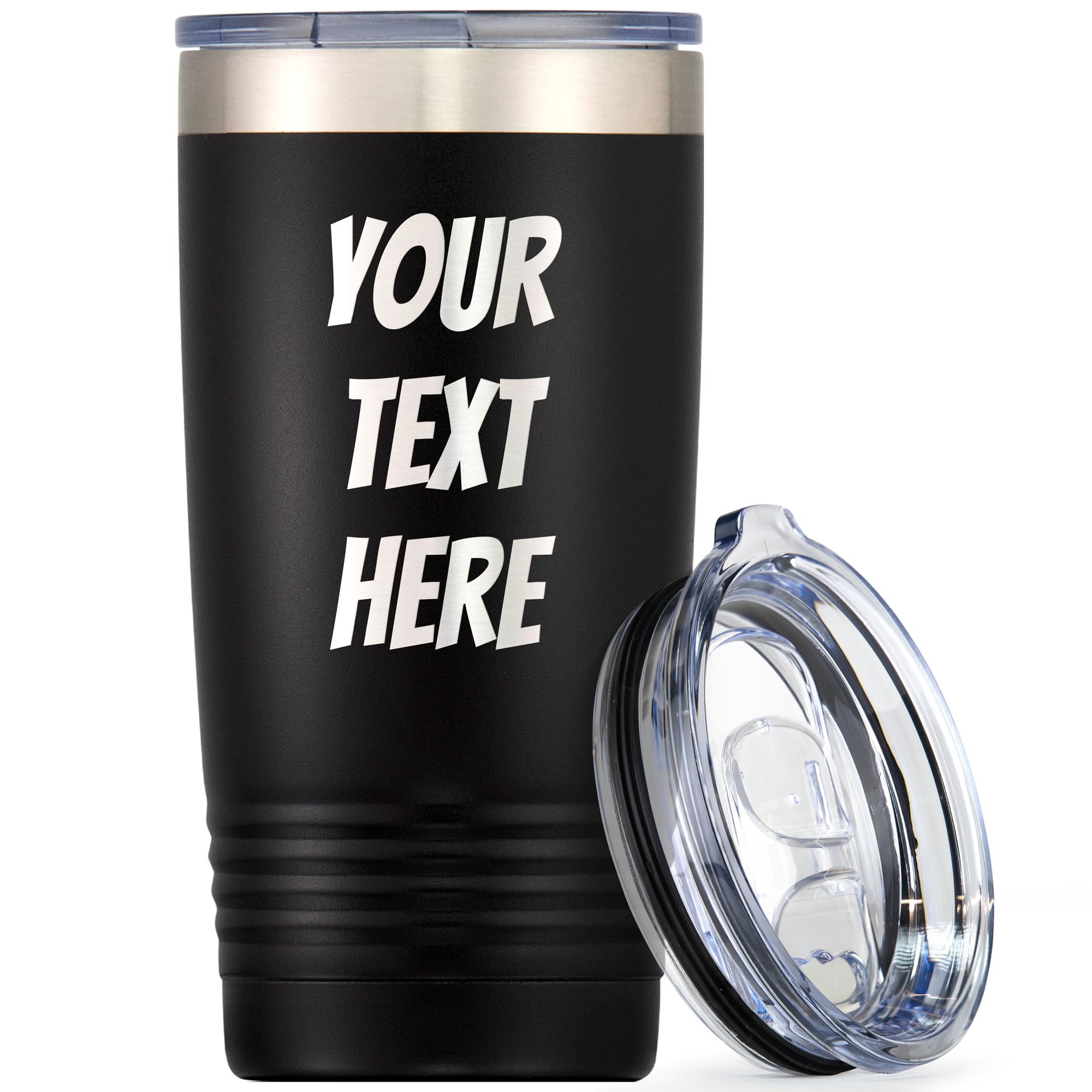 PrimeCustomized Personalized Tumbler with Custom Engraved Text, 20 oz Stainless Steel Mug, Double Wall Insulated Travel Coffee with Lid, Gift for