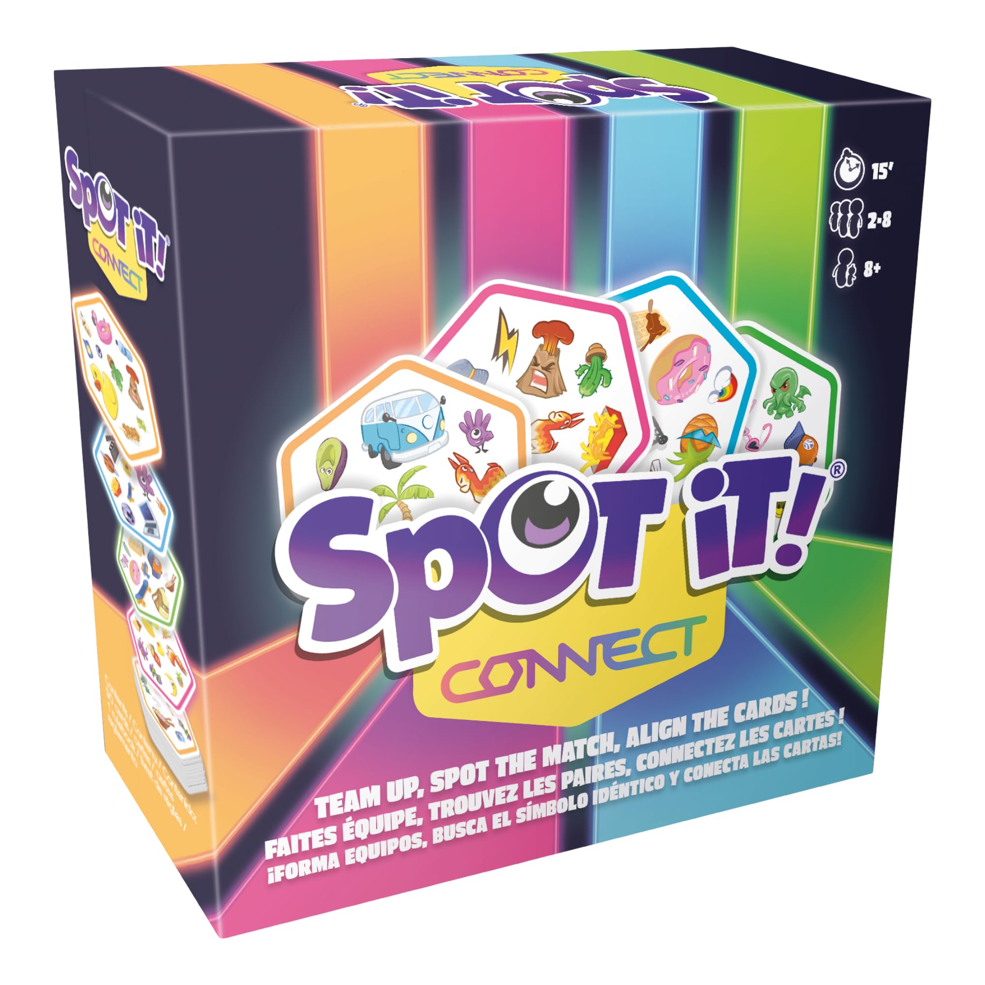 Spot It! Connect - Fast-Paced Team Matching Game, Quick Reflexes! Fun for Game Night with Family and Friends, Great for Kids & Adults, Ages 8+, 2-8 Players, 15 Minute Playtime, Made by Zygomatic