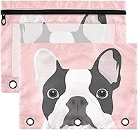 Vista 10 de Kcldeci Estuche para lápices para carpeta de 3 anillas, lindo y feliz juego de corgi galés de dibujos animados, paquete de 2 bolsas para lápices