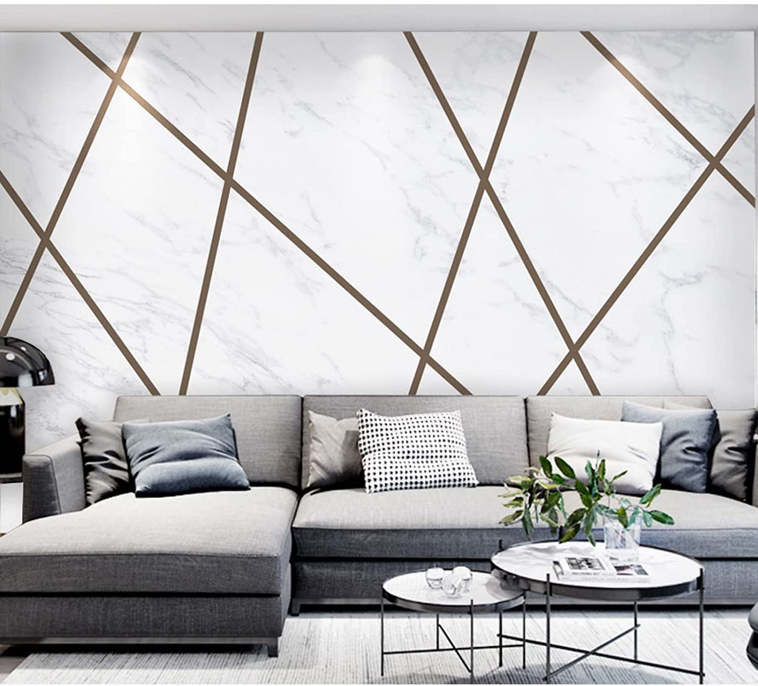 Mural Papel Pintado Foto Casa Personalizado 3D Papel Pintado Mural Líneas Geométricas De Mármol Pared De Fondo De Tv Para Sala De Estar, Pintura En Lienzo Impermeable, Carteles De Pared Autoadhesivos