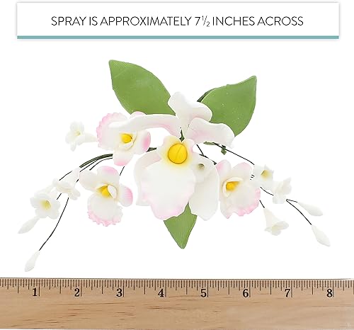 Vista 29 de Global Sugar Art Cattleya Orchid Sugar Cake Flowers - Aerosol arqueado, blanco, 1 unidad por el chef Alan Tetreault Cattleya - Spray de orquídea