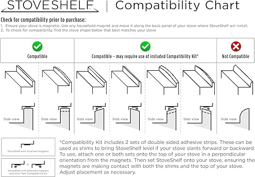 Miniatura 10 de StoveShelf Estante magnético negro de 20 pulgadas de longitud de apartamento para estufa de cocina, solución de almacenamiento de cocina con cero