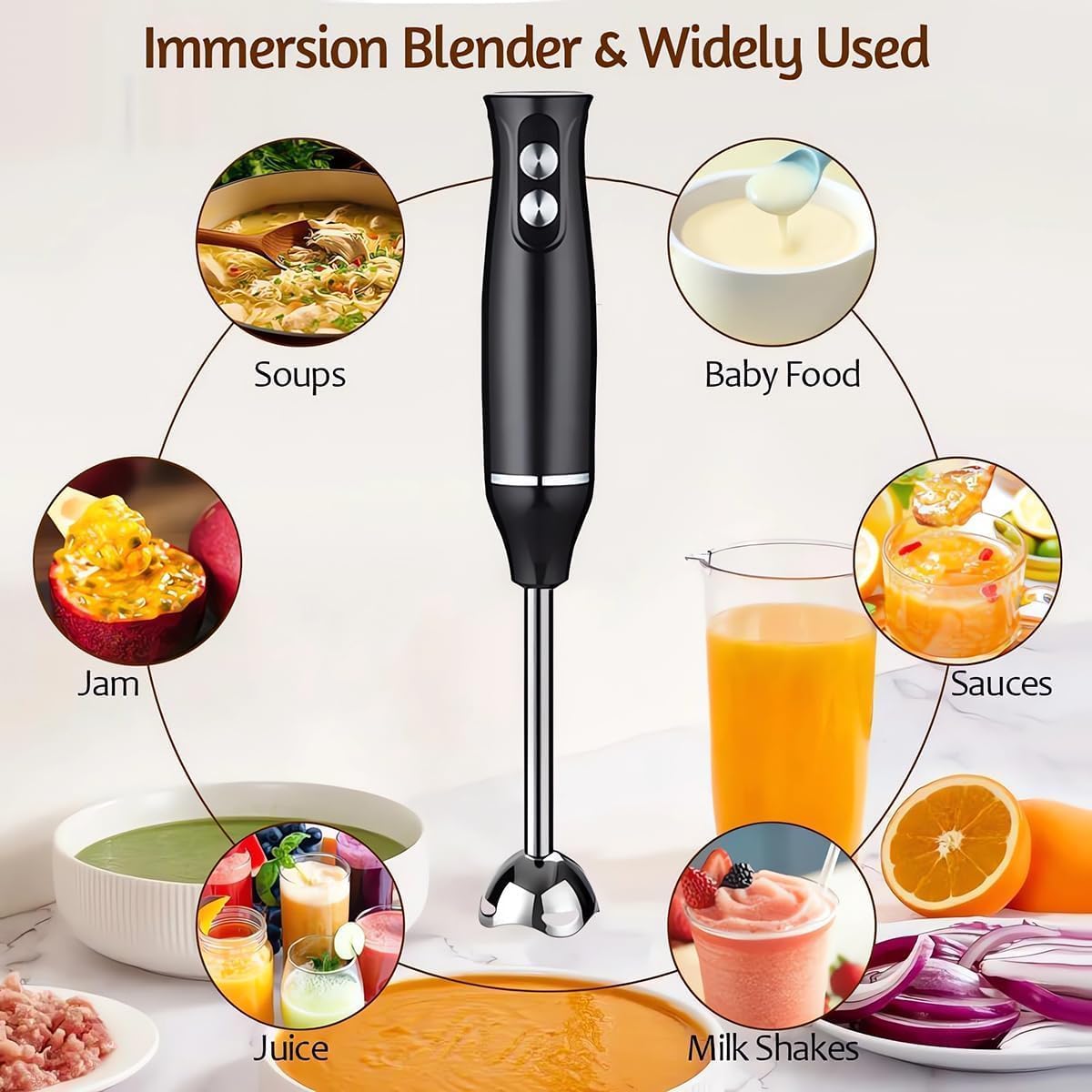 Ręczny Blender, Mocny Silnik 700 W, Wielofunkcyjny Blender Kuchenny, Ostrza Ze Stali Nierdzewnej 304, Narzędzia Do Przygotowywania Jedzenia Dla Dzieci