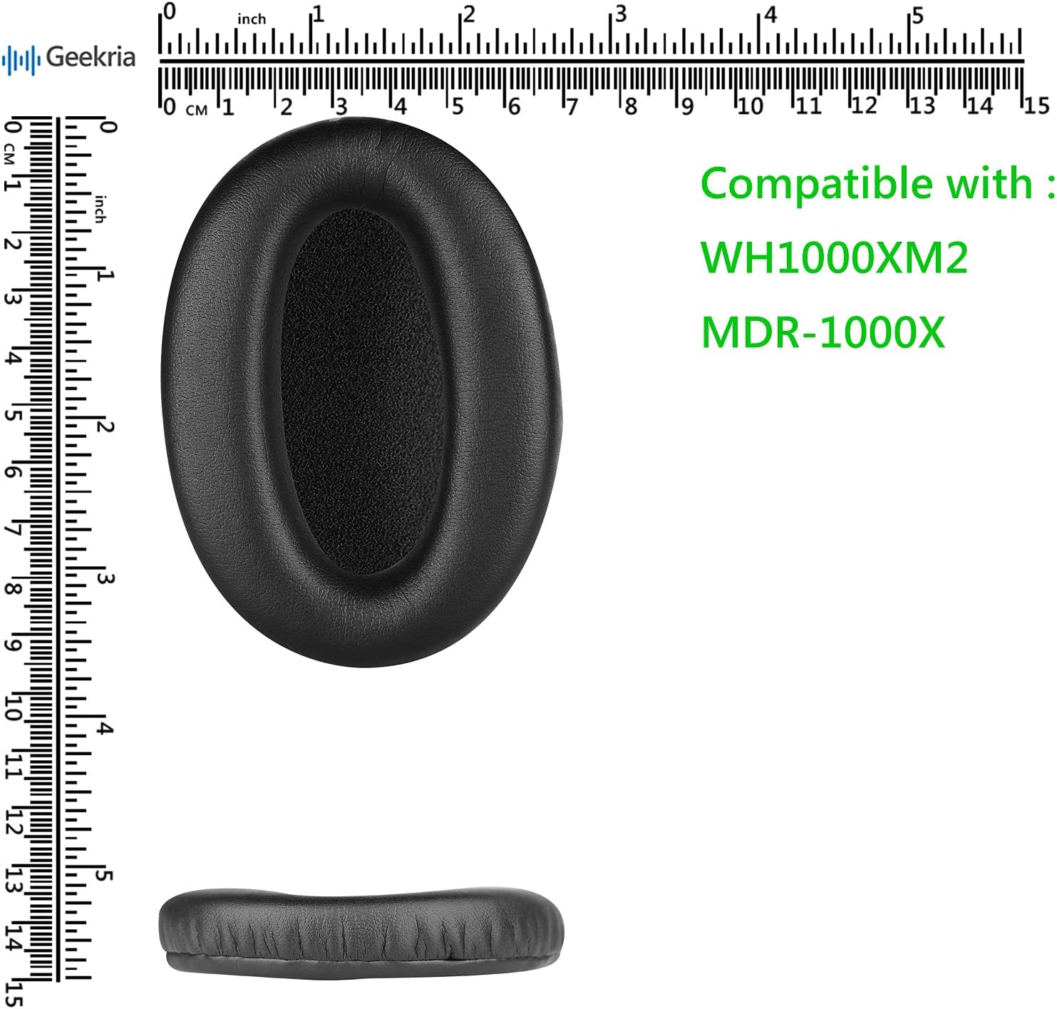 Geekria Replacement Ear Pads for Sony WH1000XM2, MDR-1000X Headphones Ear Cushions, Repair Parts (Black)