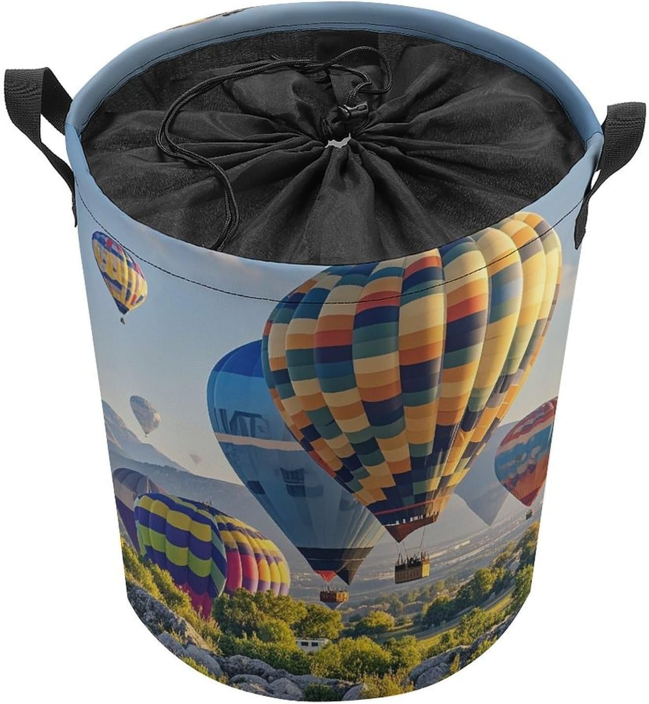 Hot Air Balloons Laundry Bag Large Collapsible Laundry Baskets Freestanding Waterproof Clothes Hamper with Handles & Drawstring for Laundry Room Bedroom Bathroom