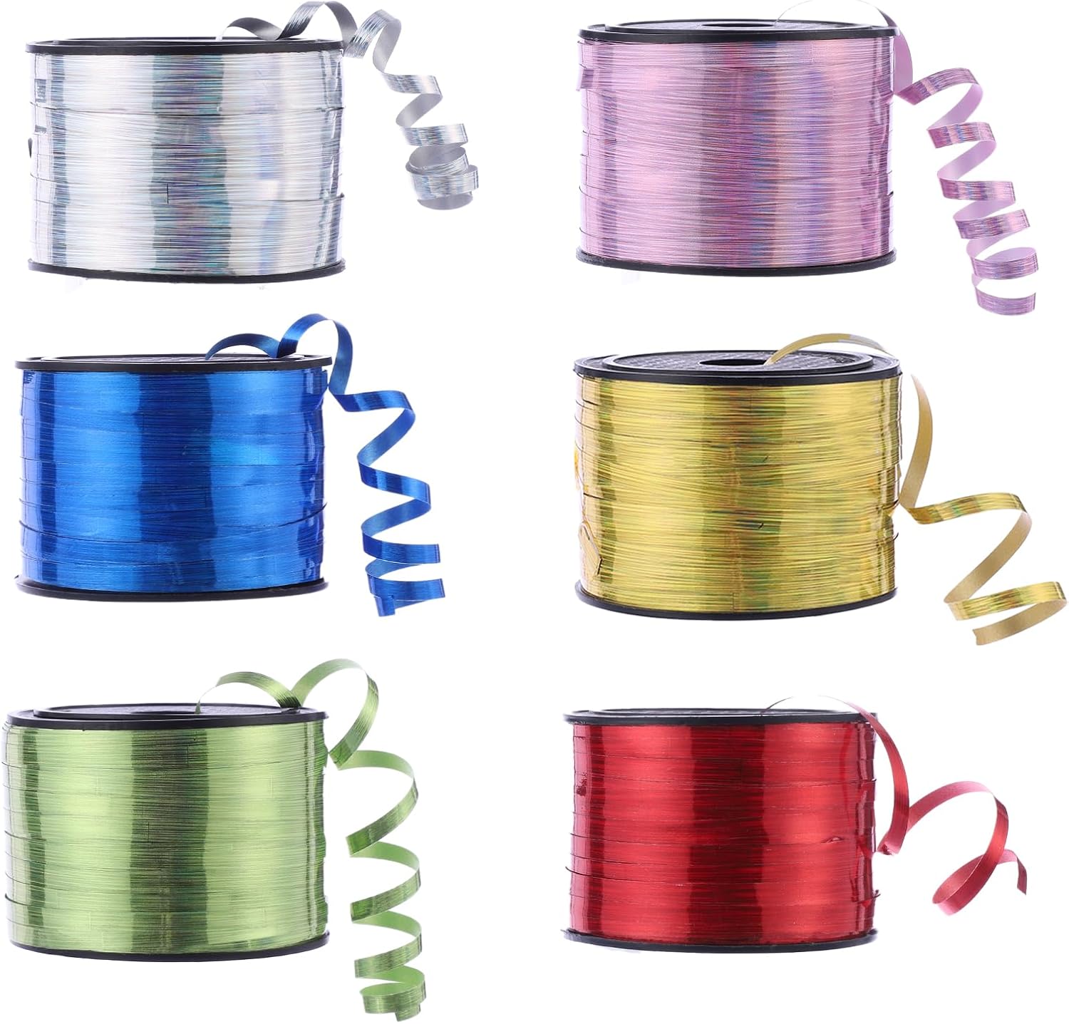 100 Yards Curling Ribbon-Balloon 6PCS Ribbon-Balloon String for Art&Craft Decor,Gift Wrapping,Ribbons and Bows for Christmas New Year Birthday Gifts Supplies