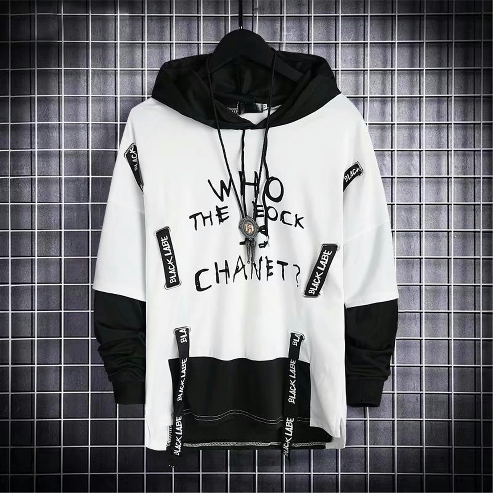 Felpa da Uomo Stile Coreano alla Moda con Cappuccio Allentato Top Hip-Hop Casual da Uomo a Maniche Lunghe