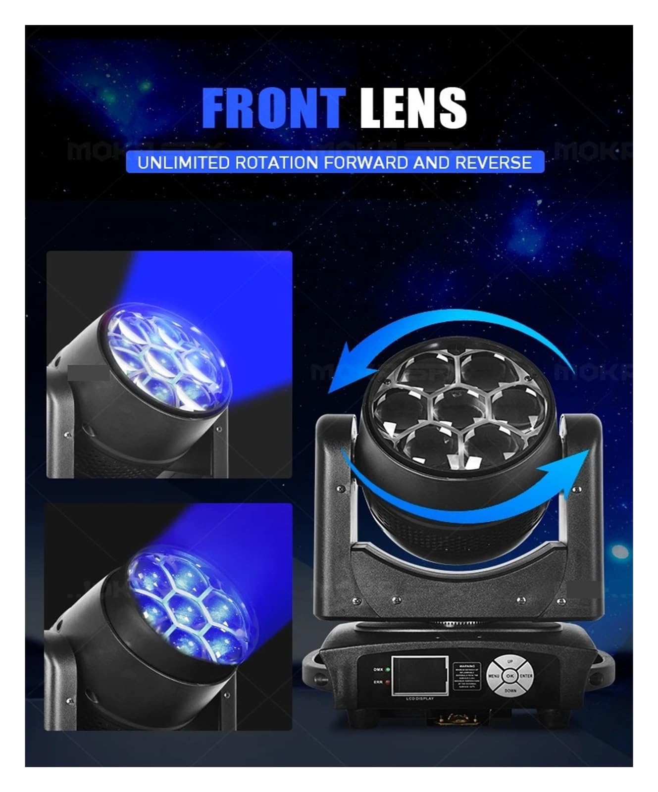 7x40w Ruchoma Głowica Światła, Zoom Wash Pixel LED Control RGBW 4 W 1 Obrotowy Obiektyw Oświetlenie Sceniczne DJ Disco Club Oświetlenie na imprezy