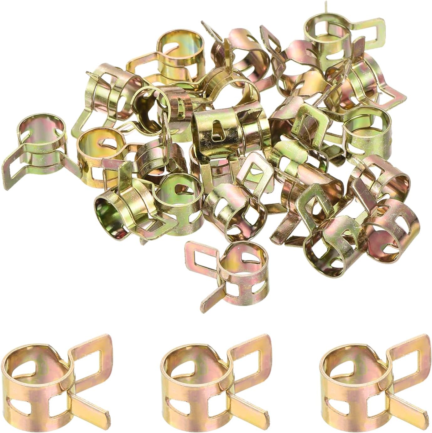 MECCANIXITY ID 9mm 11/32inch Fuel Line Hose Clips, Pipe Clamps,Spring Hose Clamp,Low Pressure Air Clamp, Water Pipe Air Tube Vacuum Hose Clamp Fastener,Pack of 30