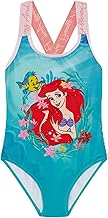 Disney The Little Mermaid Official Girl's Swimwear, One Piece Swimming Costume Featuring Ariel, Aqua, Age 18 Months - 8 Years
