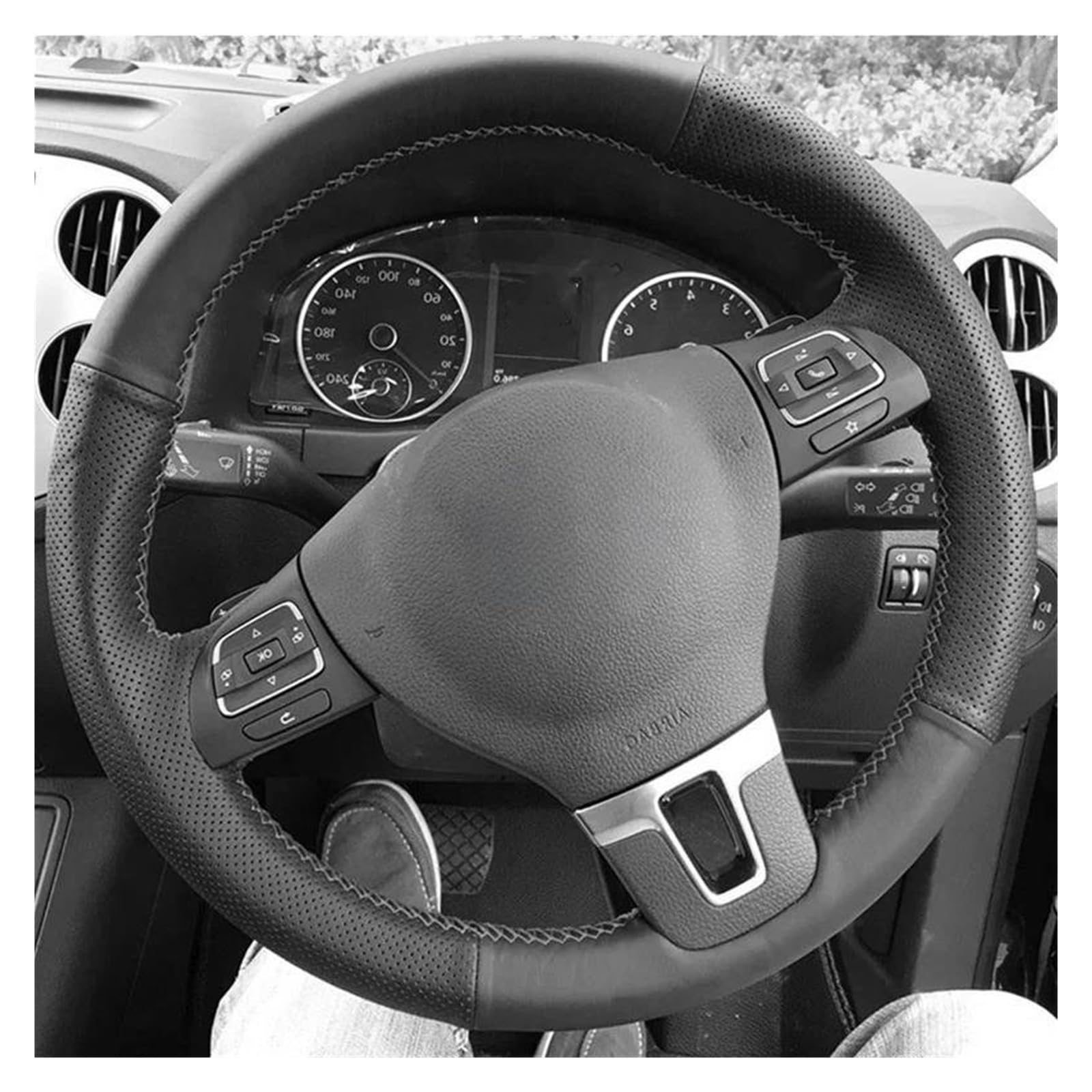 Lenkradabdeckung Auto Lenkrad Abdeckung Flechten Künstliche Leder Für Golf Für Tiguan Für Passat Für B7 Für CC Für Touran Lenkrad Bezug Auto(Black)